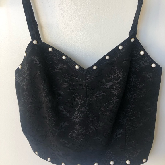 Elegant black Sandro top with pearls - Picture 1 of 6